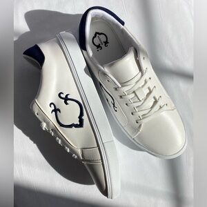 C. Wonder Dahlia Court Sneakers - White/Navy - Womens Size 8